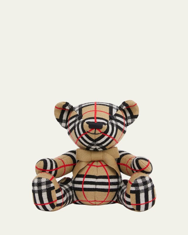 Kid's Vintage Check Stuffed Sitting Teddy Bear
